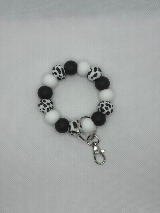 Black Cow Silicone Beaded Mini Wristlet