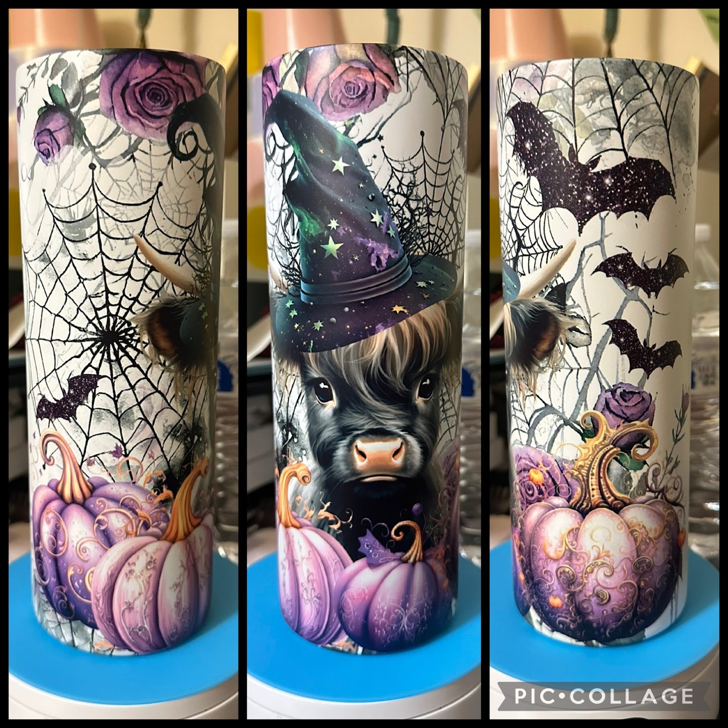 Witch Vibes Highland Cow 20oz Glow In The Dark Tumbler