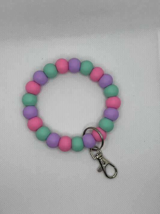 Mint Purple And Pink Oversized Silicone Bead Wristlet