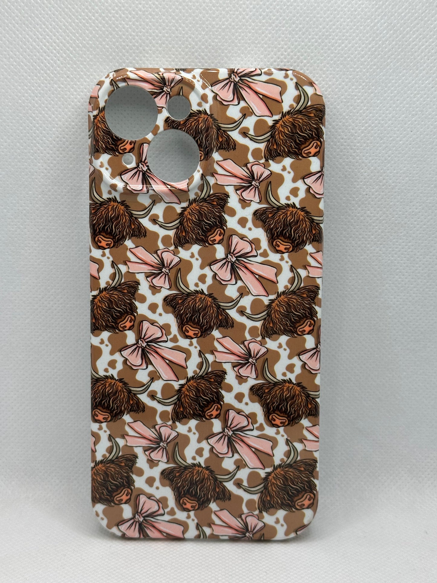 Highland Cow And Bows Hard Shell Phone Case