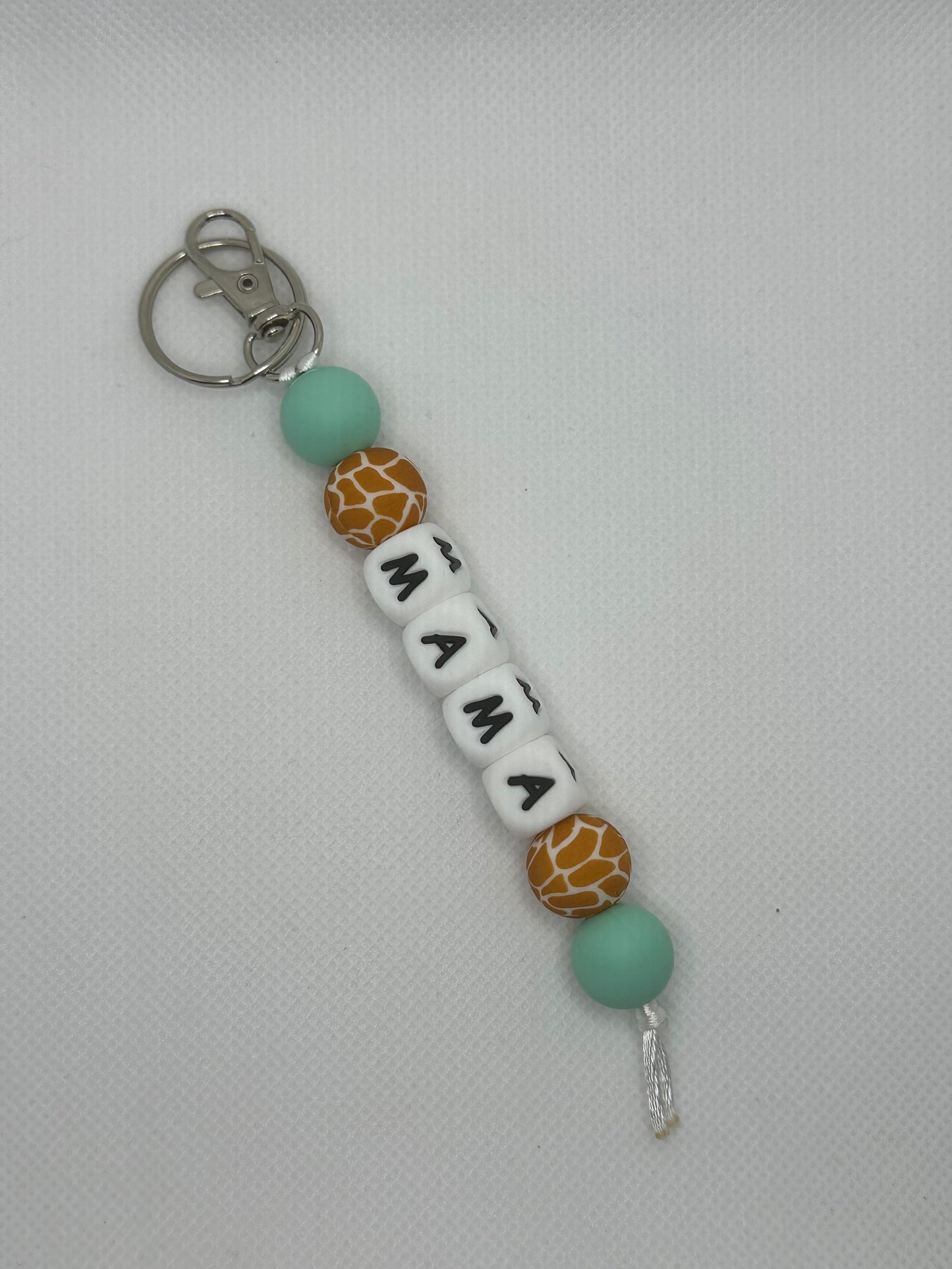 Mint And Giraffe Mama Large Silicone Bead Keychain