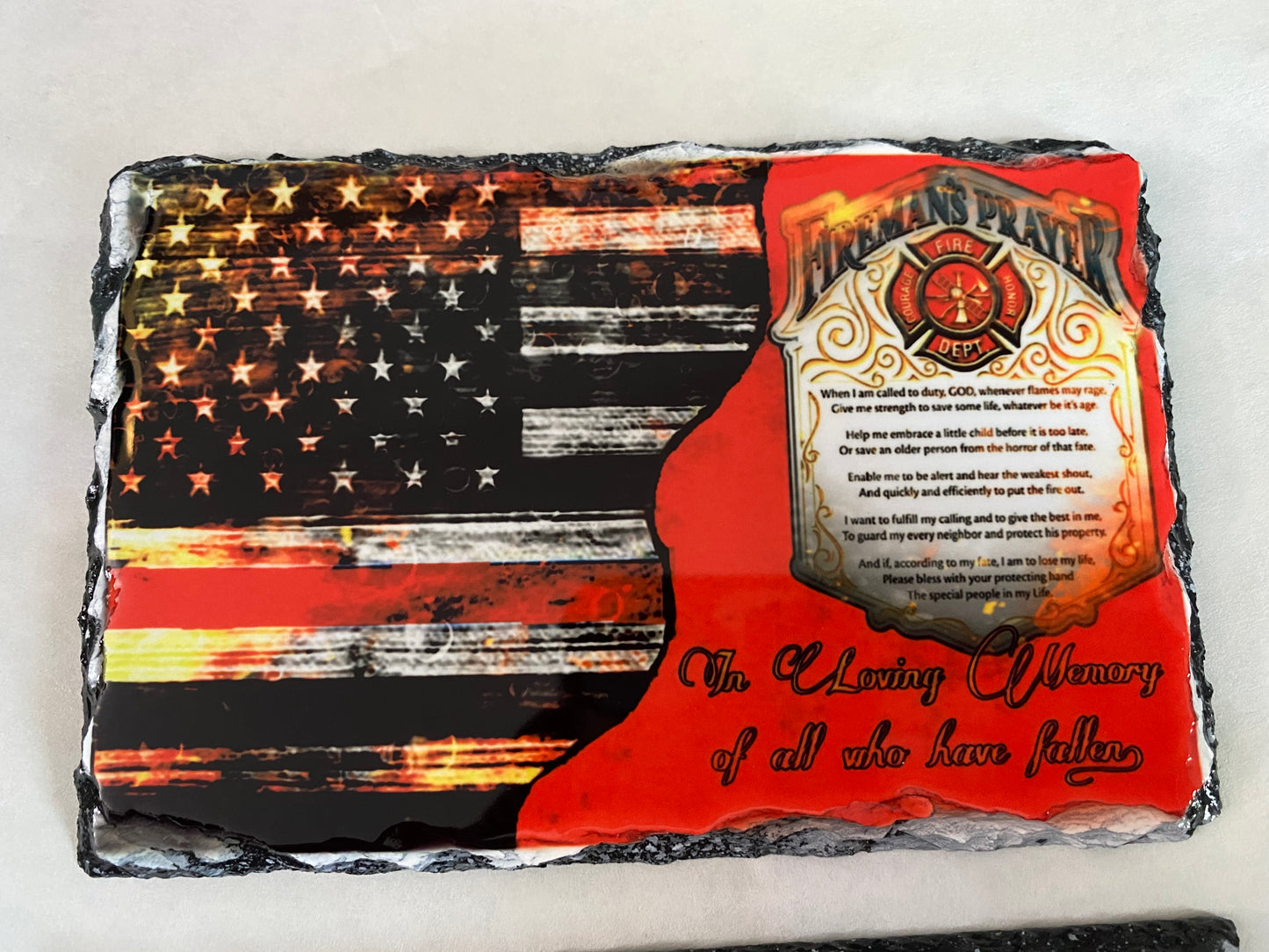 Fireman’s Prayer Fire Fighter Natural Rock Slate