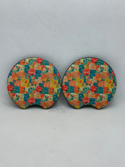 Patchwork Florals Car Coasters