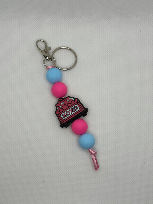 Valentine’s Heart Truck Small Silicone Bead Keychain