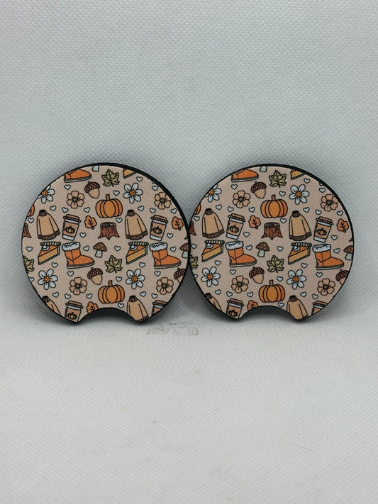 Pumpkin Spice Fall Car Coasters
