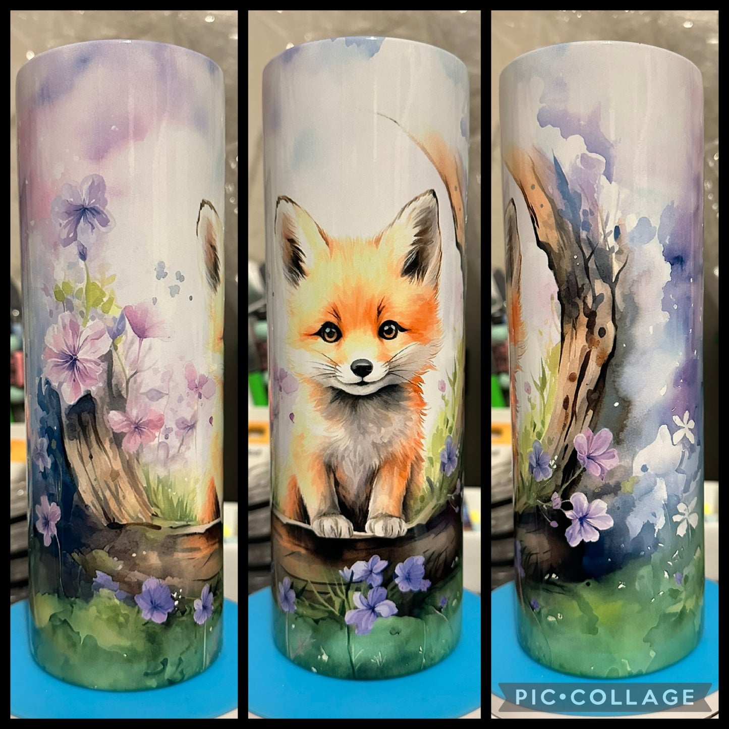 Purple Floral Fox 20oz Sublimation Tumbler