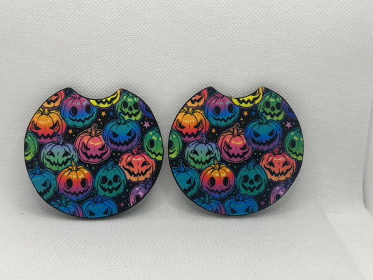 Colorful Pumpkins Halloween Car Coasters