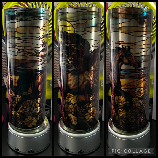 Stained Glass Horse 20oz Stainless Steel Sublimation Tumbler