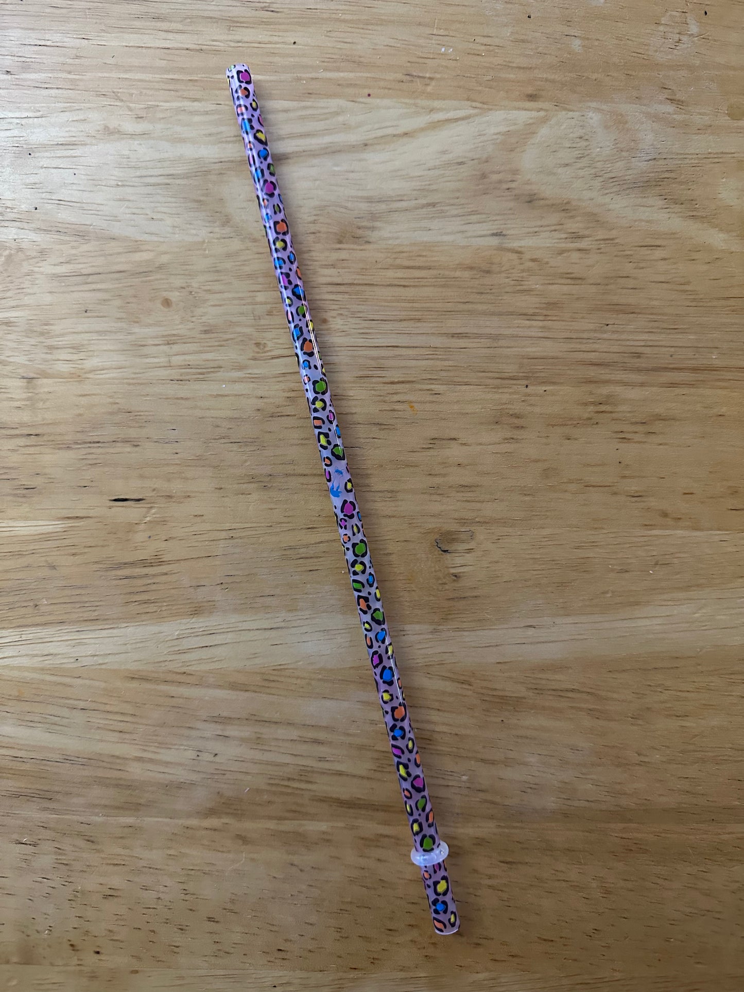 Colorful Leopard Print Color Changing Straw