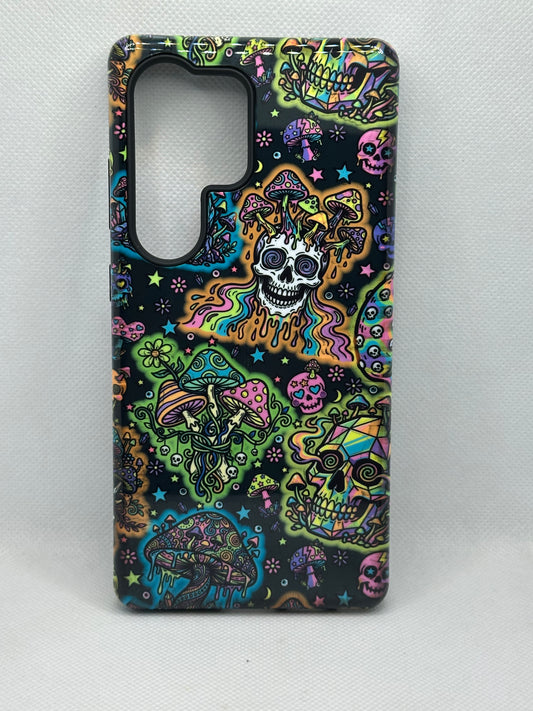 Trippy Skulls And Mushrooms Magnetic Phone Case