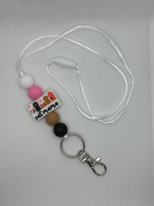 Cat Mama White Breakaway Lanyard