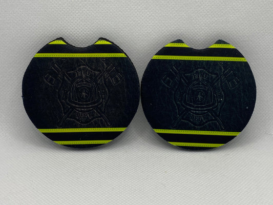 Firefighter Black Turnout Gear Car Coasters