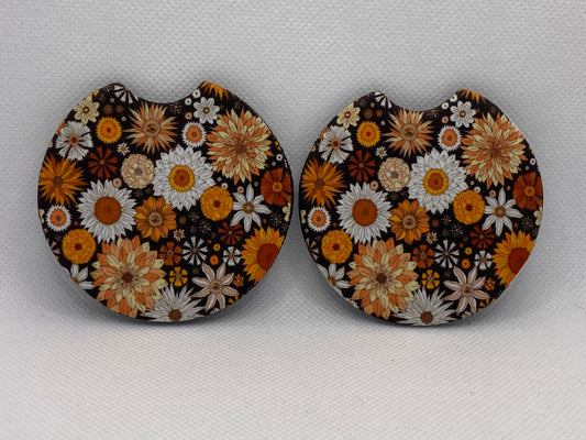 Boho Flowers Car Coasters
