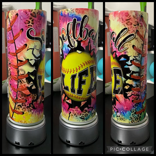 Softball Life 20oz Sublimation Tumbler