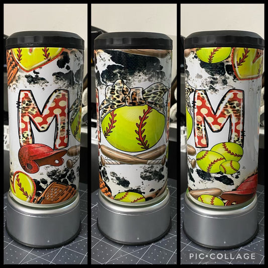 Softball Mom 4 in 1 Can Koozie