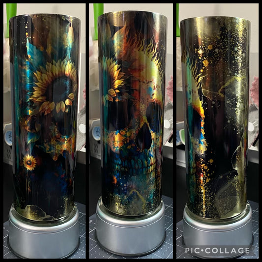 Skull And Sunflower Stainless Steel 20oz Sublimation Tumbler