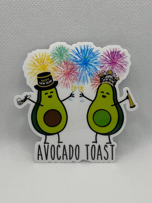 Avocado Toast Pun New Years Eve Funny Die Cut Sticker