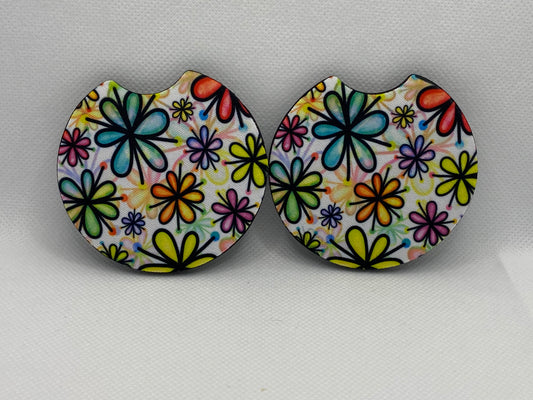 Water Color Colorful Daisies Car Coasters