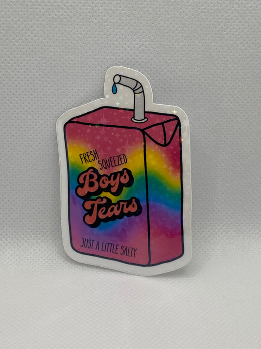 Fresh Squeezed Boys Tears Juice Box Holographic Sticker